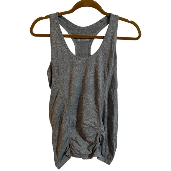 Athleta Tops - Athleta Fast Track Gray Ruched Racerback Tank Top